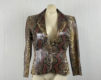 Vintage jacket, size medium, Python jacket, real snakeskin jacket, Bill Blass jacket, 1970s jacket, designer jacket, vintage clothing