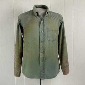 Vintage shirt, size medium, work shirt, 1960s shirt, HBT cotton work shirt, distressed shirt, painter&#39;s shirt, workwear, vintage clothing