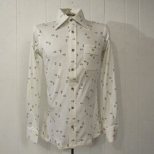 Vintage shirt, anchor shirt, 1970s shirt, retro shirt, Nautical shirt, Bill Blass shirt, vintage clothing, medium, NOS