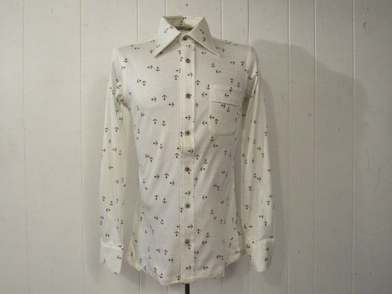 Vintage shirt, anchor shirt, 1970s shirt, retro sh