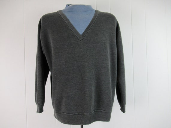 Vintage sweatshirt, 1960s sweatshirt, mock V neck,