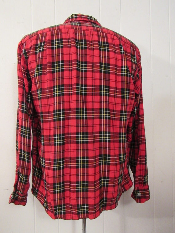 Vintage shirt, 1950s shirt, Rayon shirt, plaid sh… - image 6