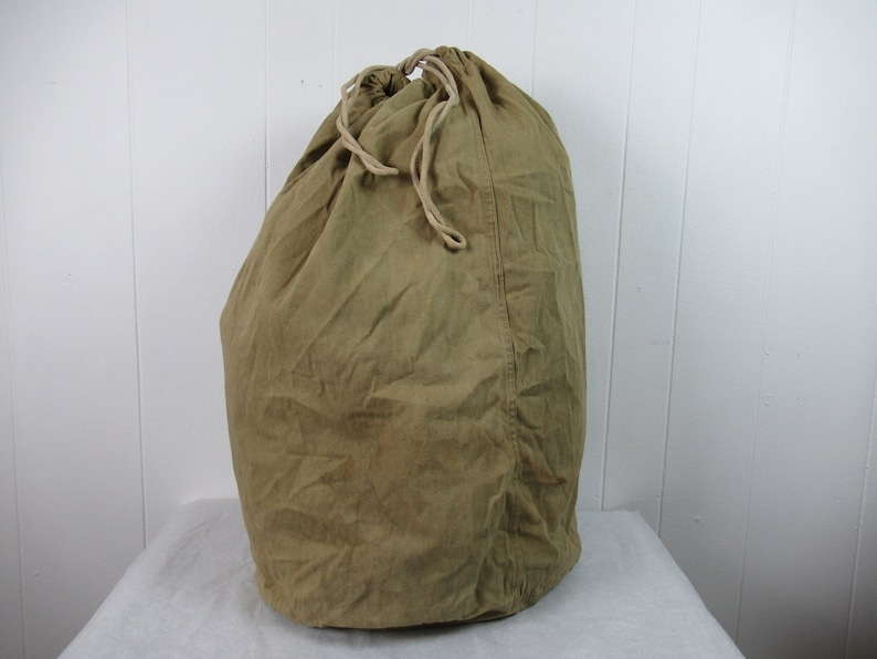 Vintage bag, 1920s bag, khaki bag, U.S. Army bag, vintage duffel bag, military bag, vintage tote, vintage luggage image 1