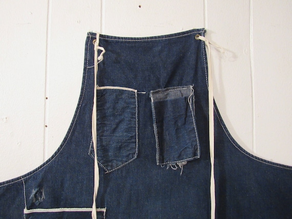Vintage Apron, 1940s Apron, Blue Apron, Vintage Workwear, Work