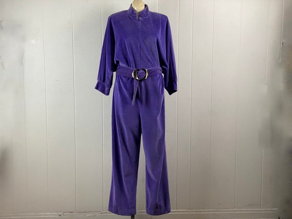 Vintage jumpsuit, 1980s jumpsuit, purple jumpsuit… - image 1