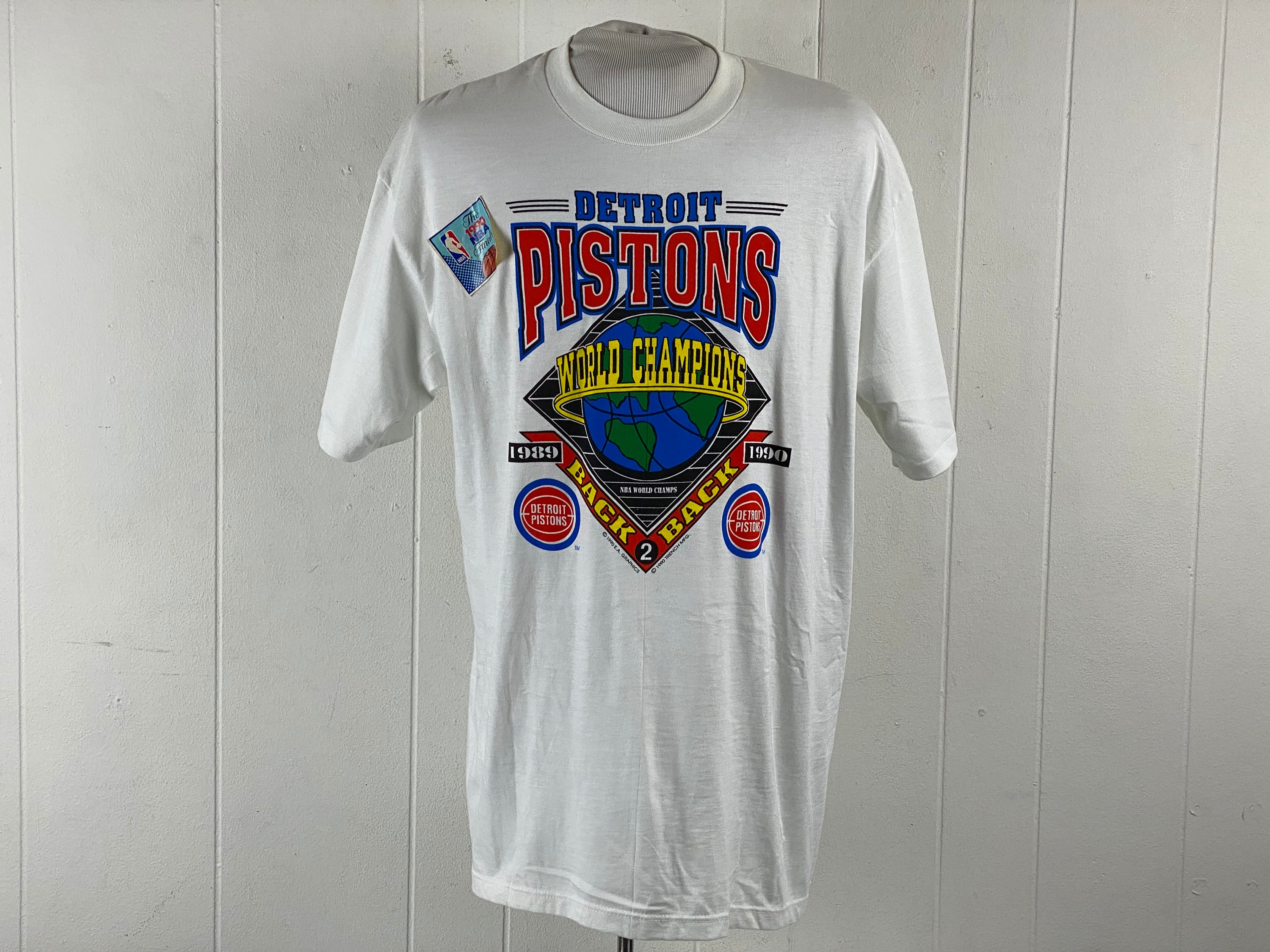 Vintage NBA - Detroit Pistons Caricature World Champions T-Shirt 1989 X-Large