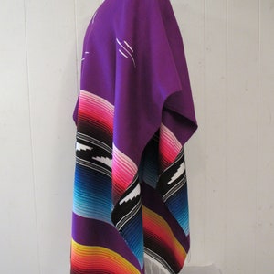 Vintage poncho, Mexican poncho, Serape Saltillo, Mexican textile, vintage blanket poncho, vintage clothing, size large image 4