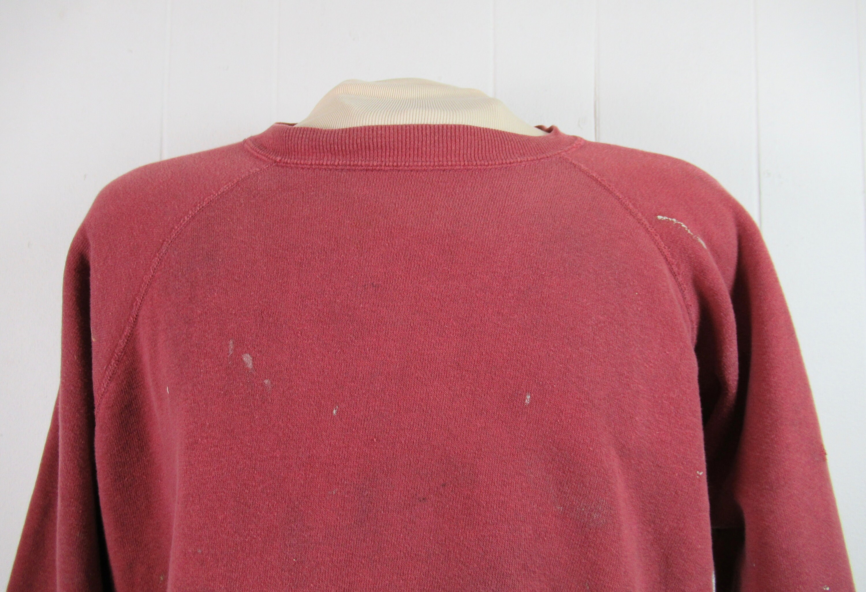 Vintage Sweatshirt, Light Burgundy, Painter's Sweatshirt, Hand