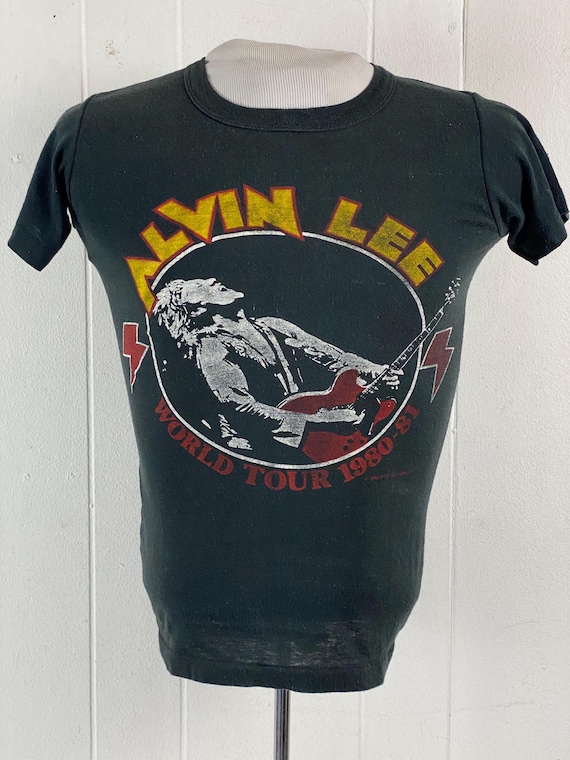 1980s Tour T Shirt, Size Small, Alvin Lee World Tour T Shirt