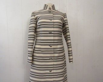 Vintage dress, 1960s dress, mod dress, striped dress, black and white dress, vintage clothing, size medium