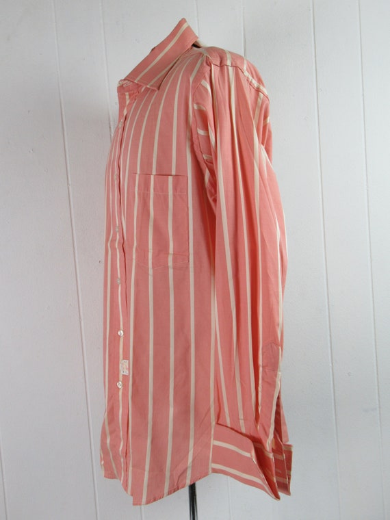 Vintage shirt, 1950s shirt, button down, striped shirt, pink shirt, Capper & Capper, French cuff, vintage clothing, size large, NOS View 6