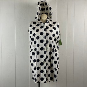 Vintage Kleid, Größe L, Kapuzenkleid, 1960er Jahre Kleid, Polka Dot Kleid, Sommerkleid, schwarz weißes Kleid, Mod, Vintage Kleidung, NOS, Neu mit Etikett