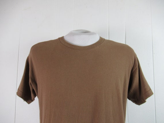 Vintage t shirt,  Army shirt, brown t shirt, 1980… - image 2