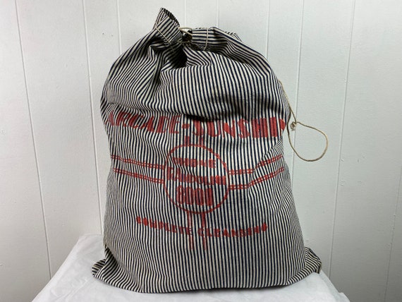 Vintage bag, 1930s denim bag, hickory stripe bag,… - image 1