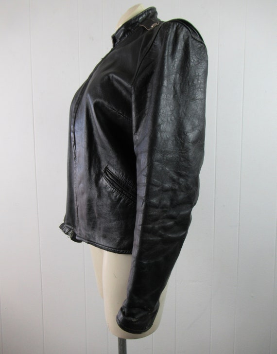 Women's leather jacket, vintage motorcycle jacket… - image 4