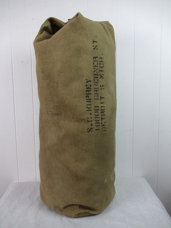 Vintage Genuine Military Shoulder Bag Haversack Tarpaulin