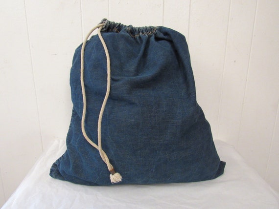 Vintage bag, denim bag, 1950s denim bag, duffle ba