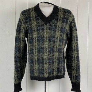 Vintage sweater, size 40, mohair sweater, 1960s sweater, plaid sweater, Puritan Sweater, Citation Club sweater, fuzzy, vintage clothing