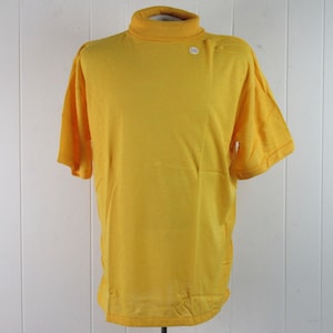 Vintage shirt, 1960s t shirt, turtle neck, short sleeve shirt, yellow shirt, turtle neck t shirt, vintage clothing, size XL, NOS