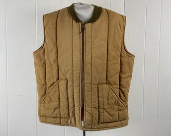 Vintage vest coat, size XL, 1980s vest, brown duck vest, work vest, work vest coat, sleeveless coat, vintage clothing