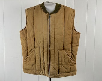 Vintage vest coat, size XL, 1980s vest, brown duck vest, work vest, work vest coat, sleeveless coat, vintage clothing