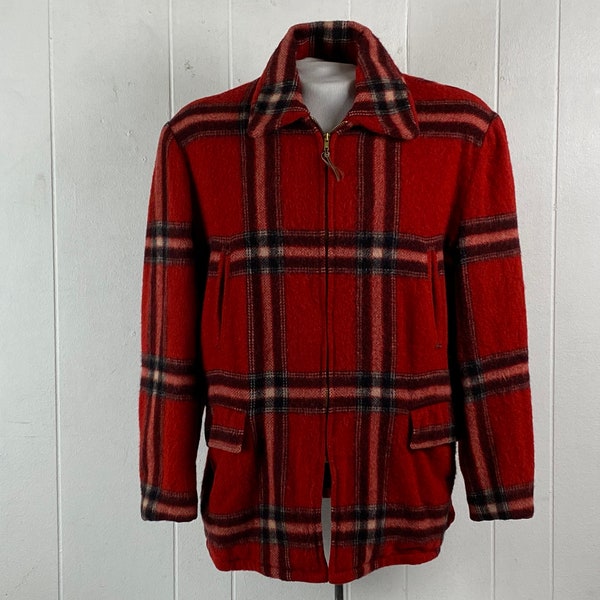 Vintage jacket, size large, 1950s jacket, vintage car coat, plaid jacket, plaid coat, Rockabilly jacket, vintage clothing