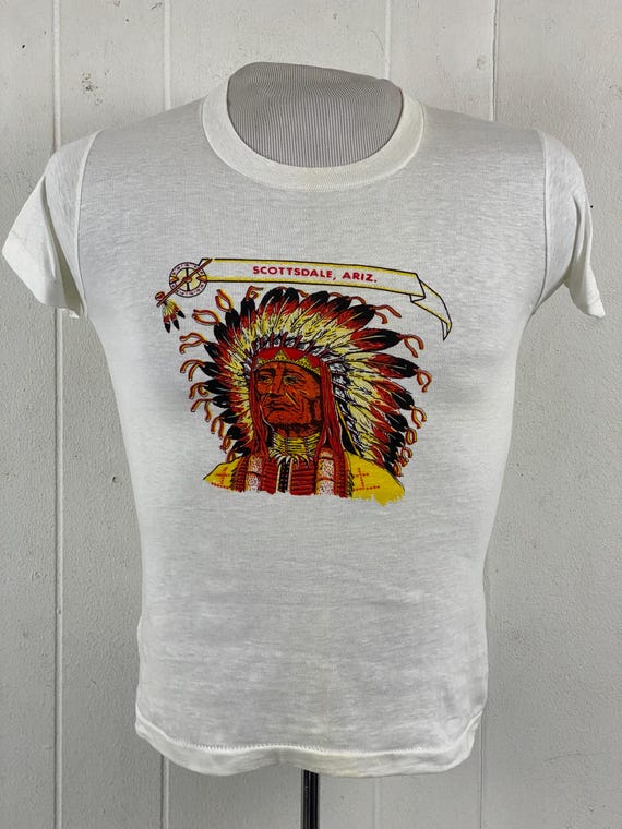 Vintage T Shirt, Size XS, 1960s T-shirt, Indian Chief Head T Shirt