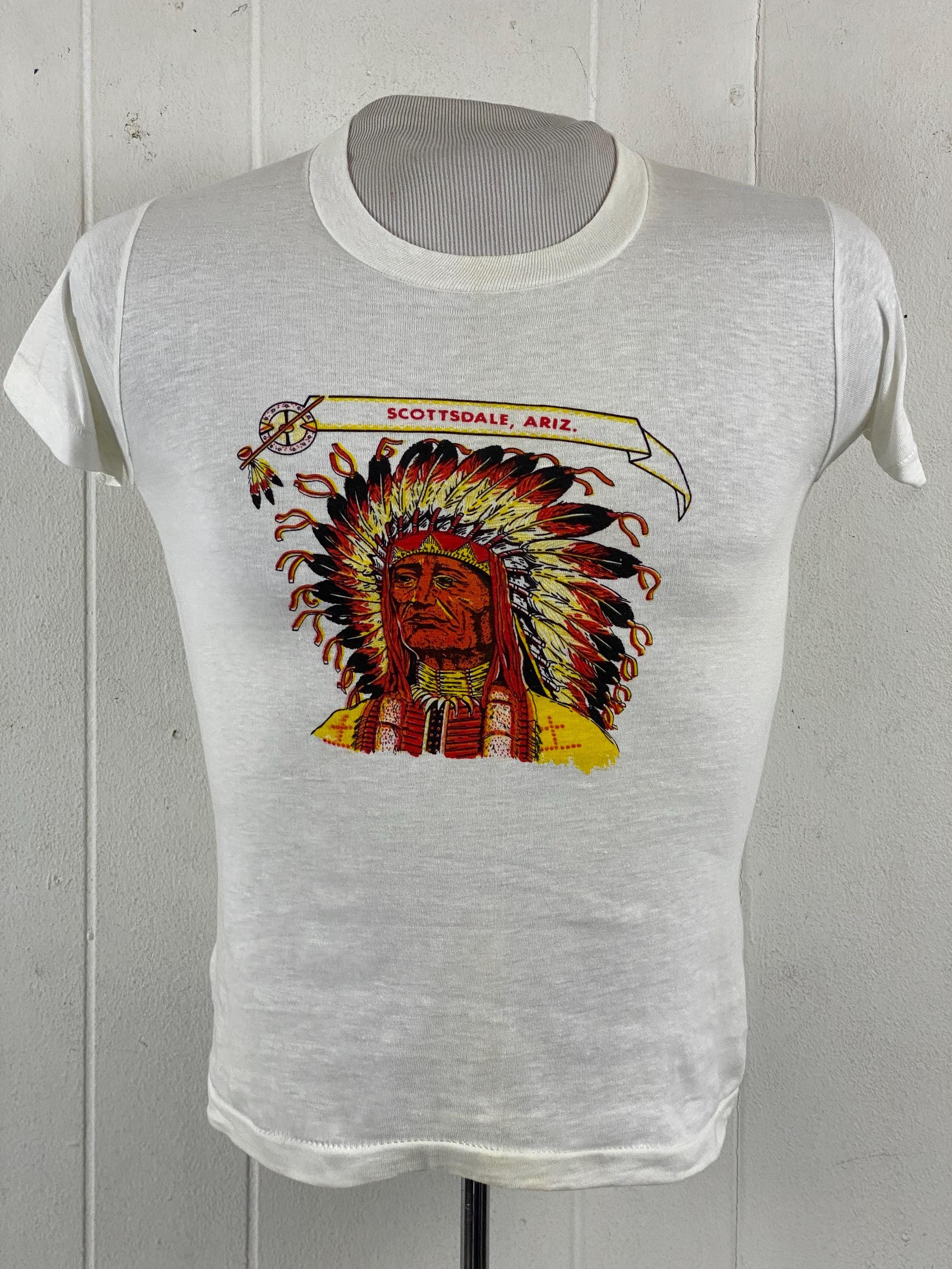 Vintage T Shirt, Size XS, 1960s T-shirt, Indian Chief Head T Shirt