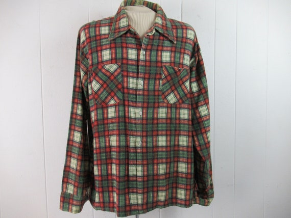 Vintage shirt, 1960s shirt, flannel shirt, plaid … - image 1