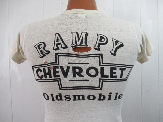 Vintage t shirt, 1950s t shirt, Chevrolet, Oldsmob