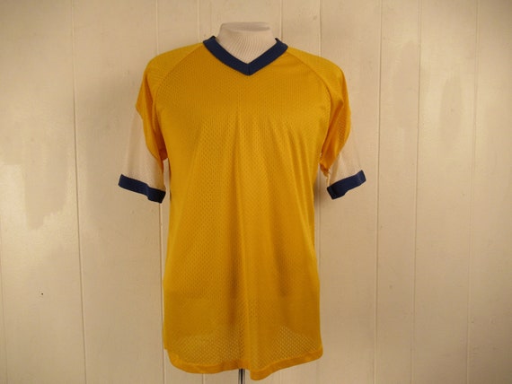 Vintage t shirt, 1970s t shirt, yellow shirt, per… - image 1