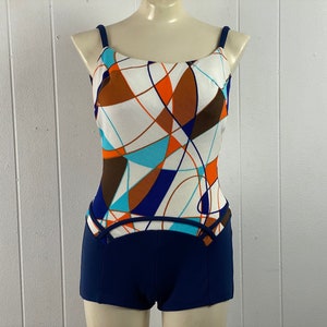 Vintage swimsuit, vintage bathing suit, 1960s bathing suit, Mod swimsuit, mid century modern, one piece suit, vintage swimwear, size medium