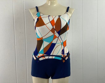 Vintage badpak, vintage badpak, jaren 1960 badpak, Mod badpak, mid century modern, eendelig pak, vintage badmode, maat medium