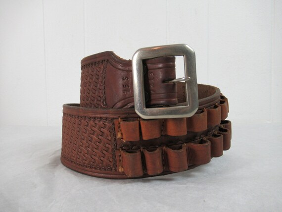 Vintage belt, bullet belt, leather belt, cowboy belt,… - Gem