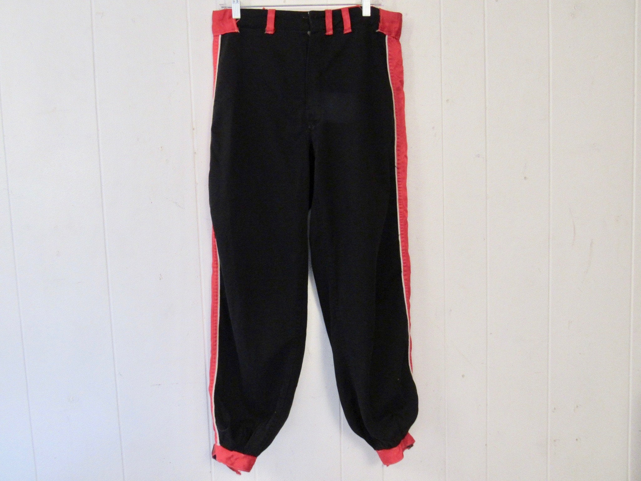 Pantalon De Baseball Vintage Bike Athletic - Homme - Blanc Rayures Rouges - Taille S