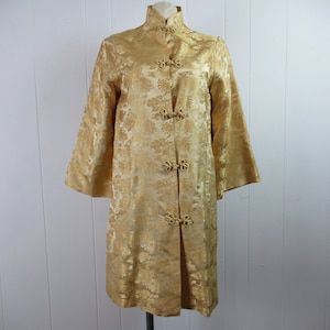 Vintage jacket, Asian jacket, silk brocade jacket, gold jacket, 1960s jacket, vintage clothing, size medium image 1