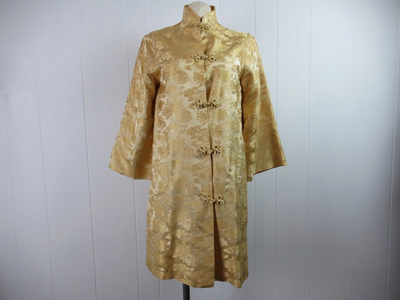 Vintage jacket, Asian jacket, silk brocade jacket, gold jacket, 1960s jacket, vintage clothing, size medium image 1