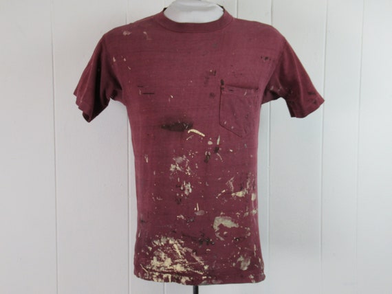 Vintage t shirt, painter's t shirt, pocket t shirt