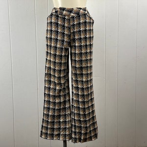 Vintage pants, size 27 X 29, 1970s pants, plaid pants, vintage bell bottoms, Big houndstooth, Hippie pants, K Mart pants, vintage clothing