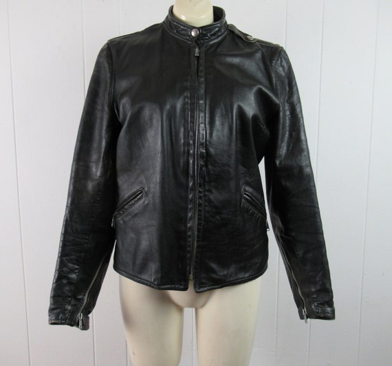 Women's leather jacket, vintage motorcycle jacket… - image 2