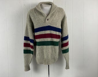 Vintage 80s 90s Eddie Bauer Striped Sweater, Iconic Style 