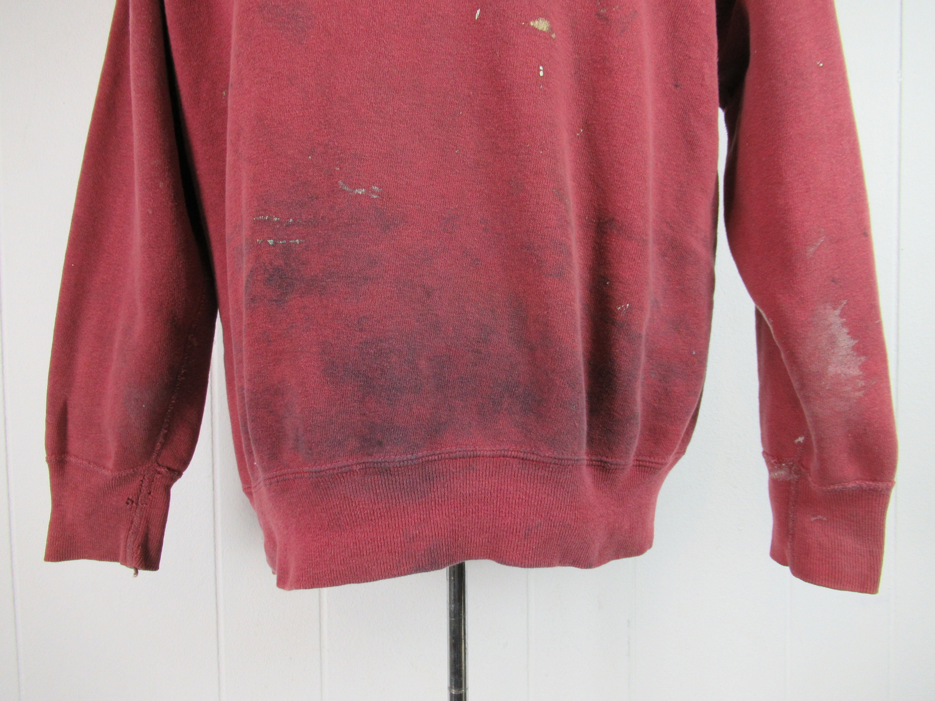 Vintage Sweatshirt, Light Burgundy, Painter's Sweatshirt, Hand