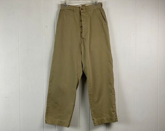 1960s US Army Military Cotton Twill Khaki Work Pants | Vintage