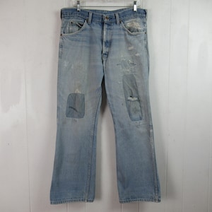 Vintage pants, distressed pants, vintage denim, patched denim, vintage workwear, vintage clothing, size 35.5 x 29.5