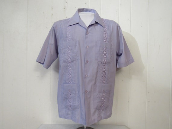 Vintage shirt, Guayaberra shirt, 1970s shirt, vacation shirt, cruise shirt, vintage clothing, size medium