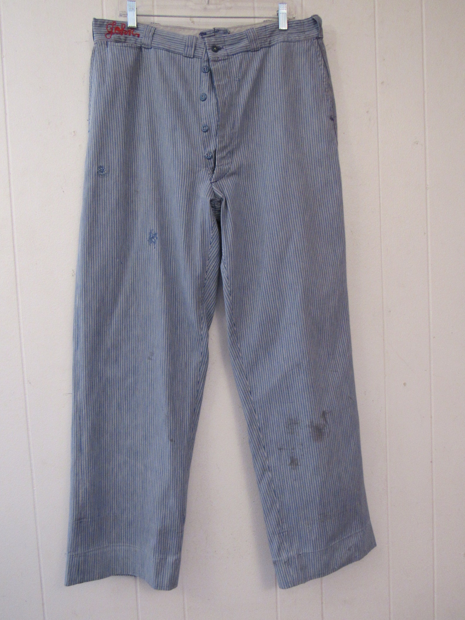 Vintage Work Pants 1930s Pants Striped Denim Pants Vintage - Etsy