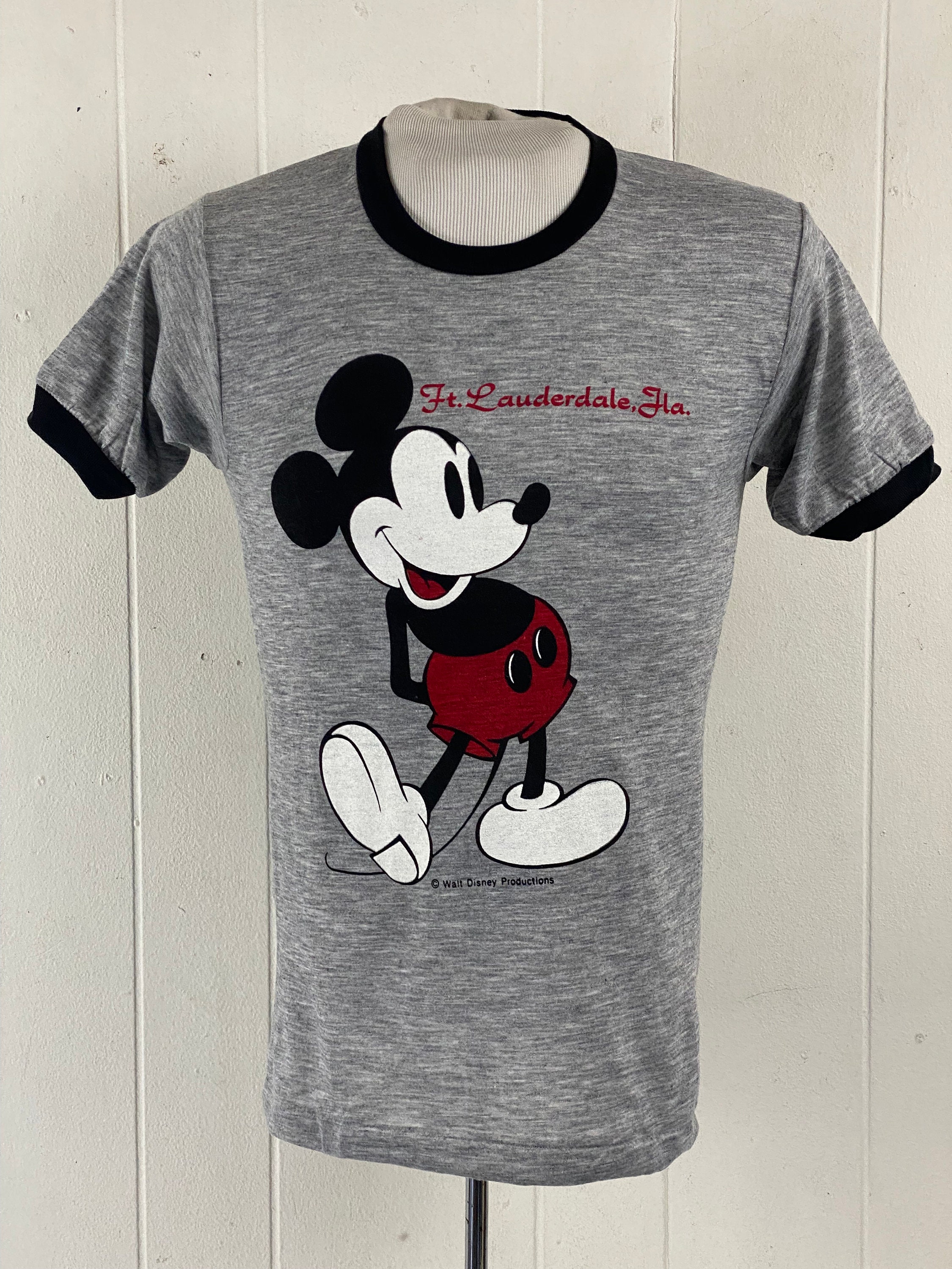 ヴィンテージ T シャツ、サイズ S、リンガー T シャツ、ミッキー