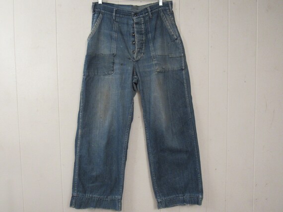 Vintage pants, 1940s pants, patched pants, 1940s d
