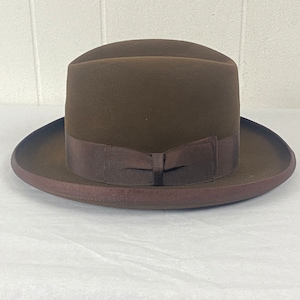Vintage hat, size 7, Homburg hat, Champ hat, 1940s hat, vintage Homburg, brown hat, vintage fedora, vintage clothing