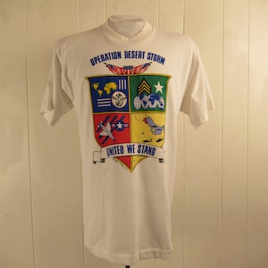 Vintage t shirt, 1990s t shirt, Desert Storm t shirt, military t shirt, Army Navy Air Force Marines, vintage clothing, size large, NOS